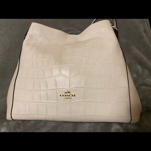 NWT Coach White Leather Croc Shoulder Bag